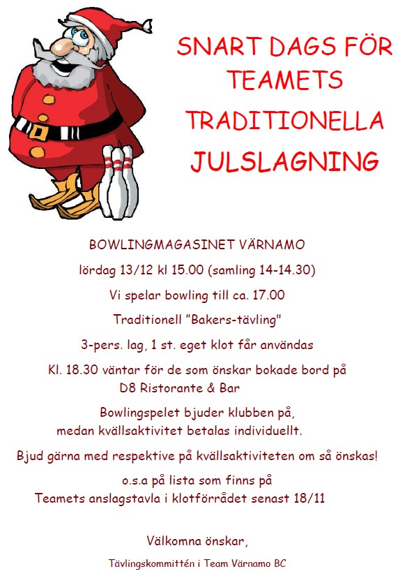 Inbjudan teamets Julslagning 2025